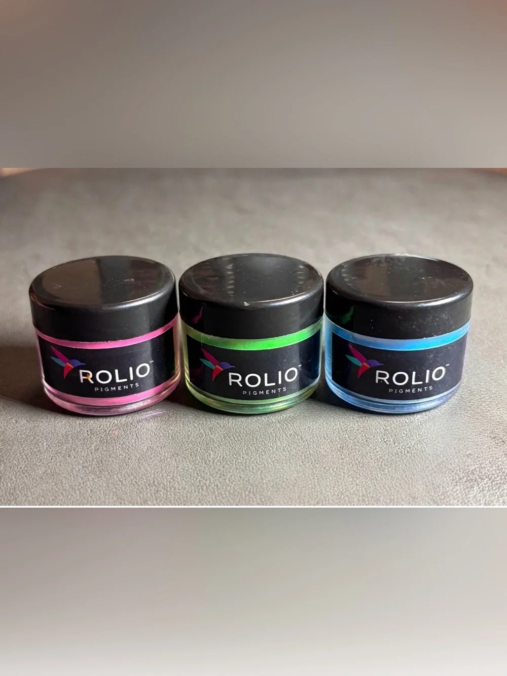 Rolio Neon Press-On Nail Pigment Trio — Pink, Green & Blue